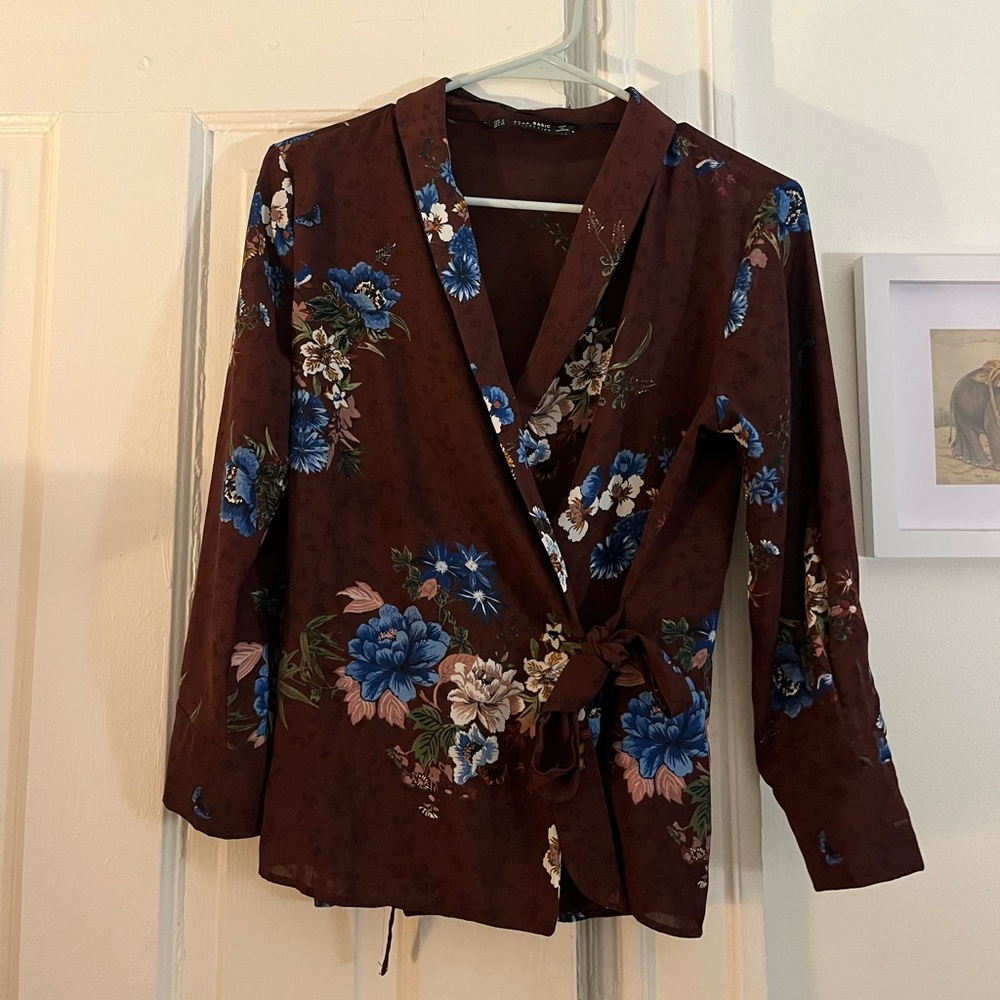 Zara purple wrap blouse